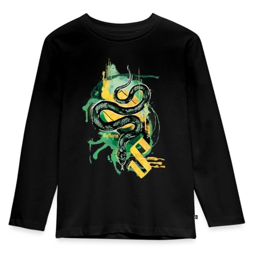 Spreadshirt Harry Potter Haus Slytherin Schlange Kinder Premium Langarmshirt, 134/140 (8 Jahre), Schwarz von Spreadshirt