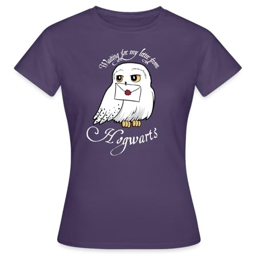 Spreadshirt Harry Potter Hedwig Brief Frauen T-Shirt, XL, Dunkellila von Spreadshirt