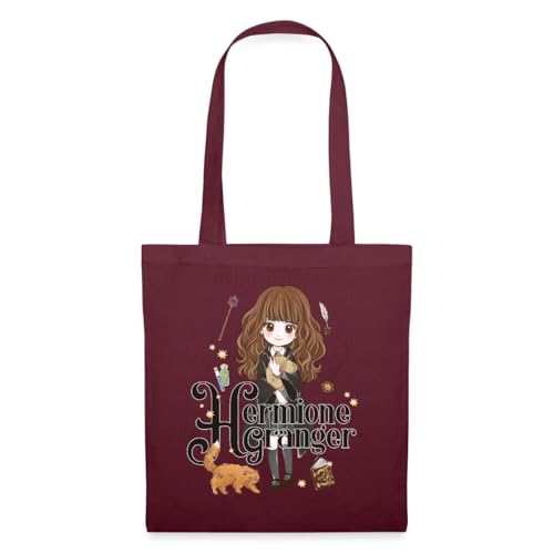 Spreadshirt Harry Potter Hermine Granger Chibi Einkaufstasche, One size, Burgunderrot von Spreadshirt
