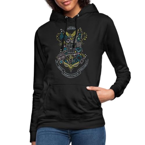 Spreadshirt Harry Potter Hogwarts Elemente Frauen Hoodie, L, Schwarz von Spreadshirt