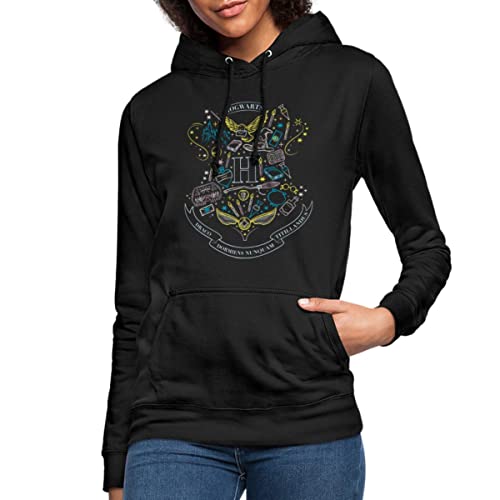 Spreadshirt Harry Potter Hogwarts Elemente Frauen Hoodie, M, Schwarz von Spreadshirt