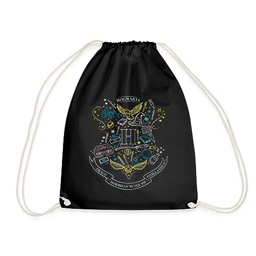 Spreadshirt Harry Potter Hogwarts Elemente Turnbeutel, One size, Schwarz von Spreadshirt