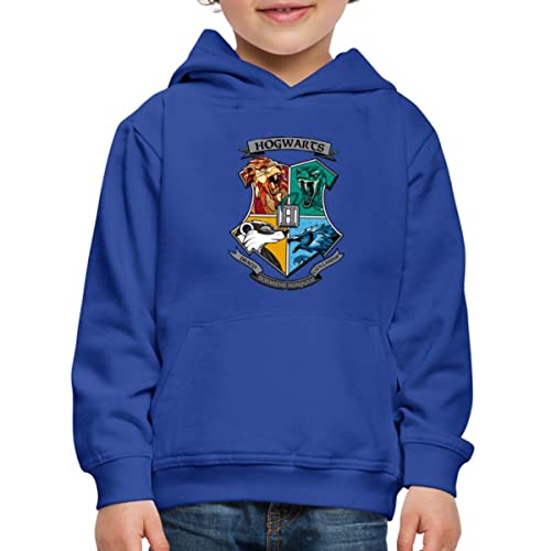 Spreadshirt Harry Potter Hogwarts Logo Tiere Der Häuser Kinder Premium Hoodie, 134/146 (9-11 Jahre), Royalblau von Spreadshirt