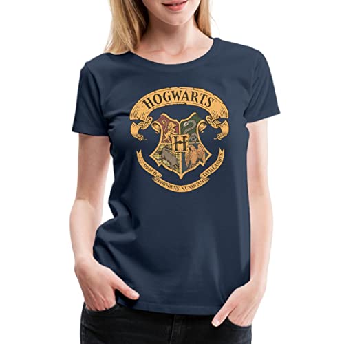 Spreadshirt Harry Potter Hogwarts Wappen Frauen Premium T-Shirt, XXL, Navy von Spreadshirt