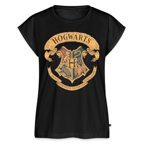 Spreadshirt Harry Potter Hogwarts Wappen Frauen Casual T-Shirt, L, Schwarz von Spreadshirt