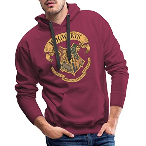 Spreadshirt Harry Potter Hogwarts Wappen Männer Premium Hoodie, L, Bordeaux von Spreadshirt