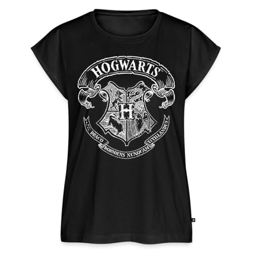 Spreadshirt Harry Potter Hogwarts Wappen Zeichnung Frauen Casual T-Shirt, XL, Schwarz von Spreadshirt