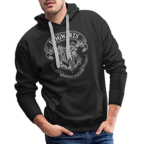 Spreadshirt Harry Potter Hogwarts Wappen Zeichnung Männer Premium Hoodie, 3XL, Schwarz von Spreadshirt