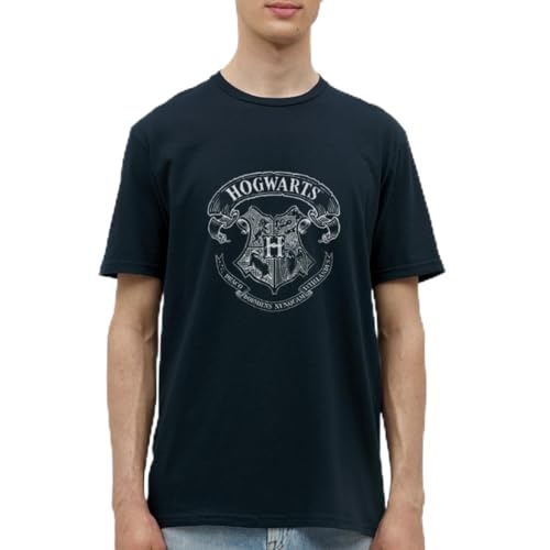 Spreadshirt Harry Potter Hogwarts Wappen Zeichnung Männer T-Shirt, M, Navy von Spreadshirt