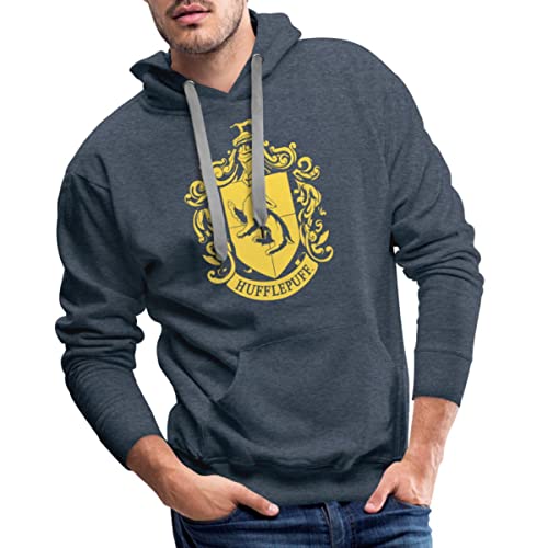 Spreadshirt Harry Potter Hufflepuff Wappen Männer Premium Hoodie, S, Jeansblau von Spreadshirt