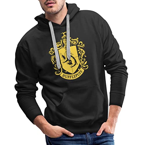 Spreadshirt Harry Potter Hufflepuff Wappen Männer Premium Hoodie, XL, Schwarz von Spreadshirt