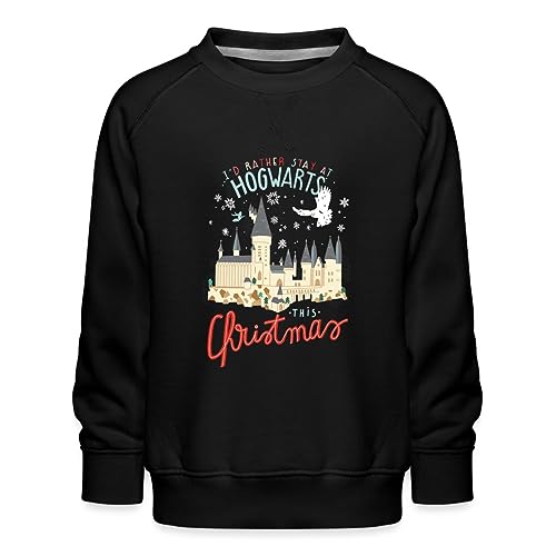 Spreadshirt Harry Potter Lieber In Hogwarts Bleiben Weihnachten Kinder Premium Pullover, 122/128 (7-8 Jahre), Schwarz von Spreadshirt