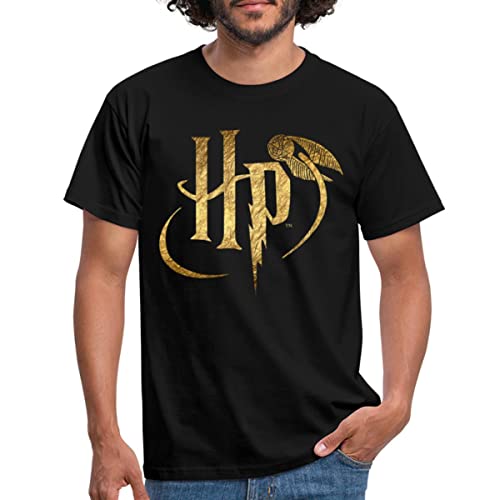 Spreadshirt Harry Potter Logo HP Männer T-Shirt, XXL, Schwarz von Spreadshirt