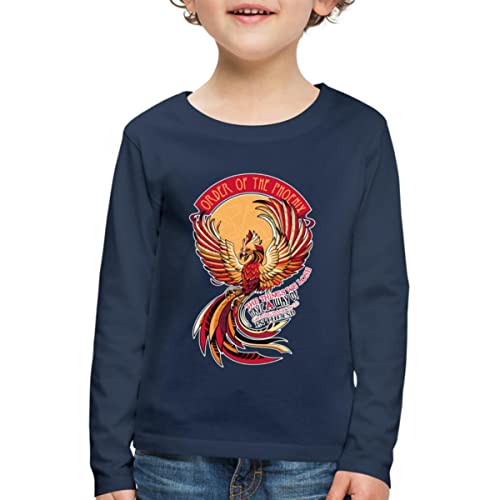 Spreadshirt Harry Potter Phönix Fawkes Kinder Premium Langarmshirt, 134/140 (8 Jahre), Navy von Spreadshirt