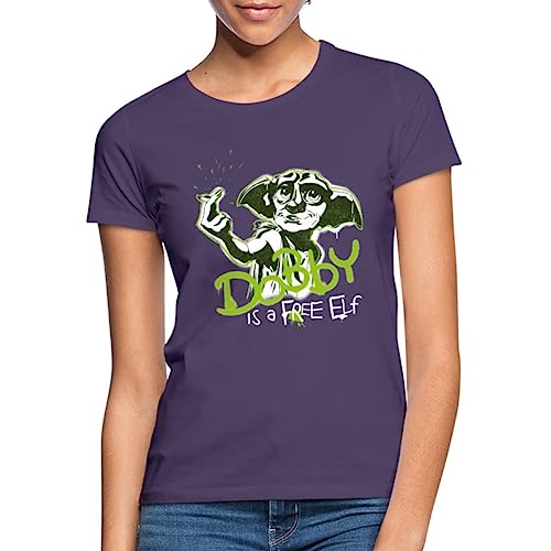 Spreadshirt Harry Potter Spruch Dobby Ist EIN Freier Elf Frauen T-Shirt, XXL, Dunkellila von Spreadshirt