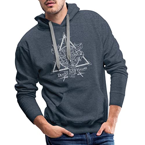 Spreadshirt Harry Potter The Deathly Hallows Männer Premium Hoodie, S, Jeansblau von Spreadshirt