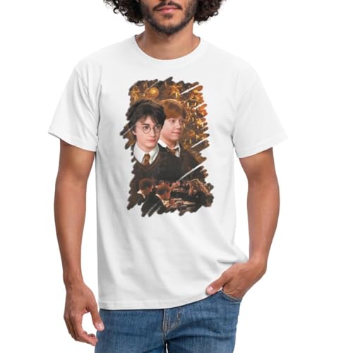 Spreadshirt Harry Potter Ugly Christmas Harry & Ron Männer T-Shirt, 3XL, Weiß von Spreadshirt