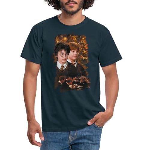Spreadshirt Harry Potter Ugly Christmas Harry & Ron Männer T-Shirt, XXL, Navy von Spreadshirt