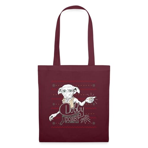 Spreadshirt Harry Potter X-Mas Dobby Weihnachtself Einkaufstasche, One size, Burgunderrot von Spreadshirt