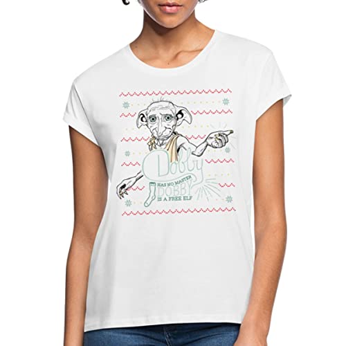Spreadshirt Harry Potter X-Mas Dobby Weihnachtself Frauen Oversize T-Shirt, M, weiß von Spreadshirt