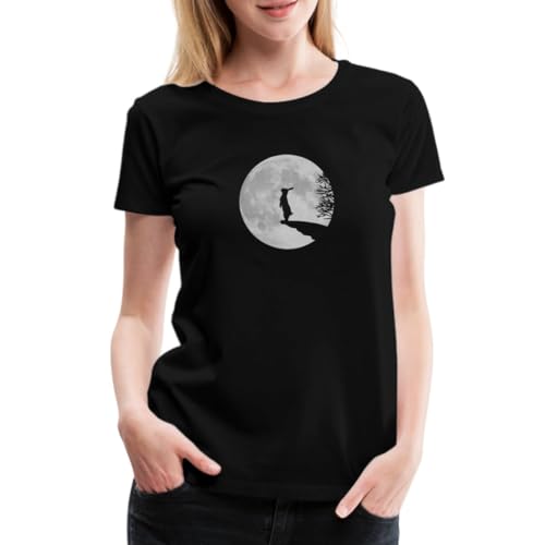 Spreadshirt Hase Vollmond Wolfinchen Häschen Mond Frauen Premium T-Shirt, M, Schwarz von Spreadshirt