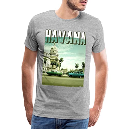 Spreadshirt Havana - Cuba Männer Premium T-Shirt, M, Grau meliert von Spreadshirt