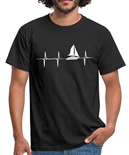 Spreadshirt Heartbeat Segeln EKG Männer T-Shirt, XL, Schwarz von Spreadshirt