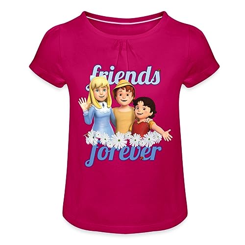 Spreadshirt Heidi Friends Forever Spruch Mädchen T-Shirt mit Raffungen, 6 Jahre, Fuchsia von Spreadshirt