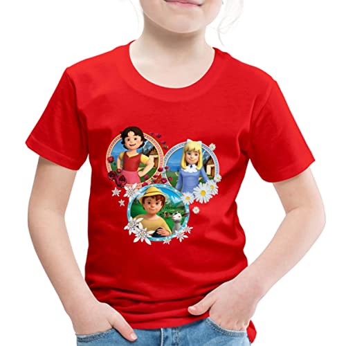 Spreadshirt Heidi Kacheln Zusammen Mit Peter Und Clara Freunde Kinder Premium T-Shirt, 98/104 (2 Jahre), Rot von Spreadshirt