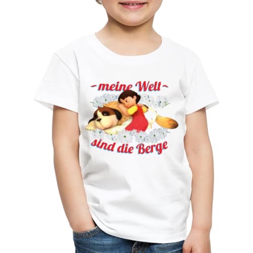 Spreadshirt Heidi Meine Welt Sind Die Berge Spruch Kinder Premium T-Shirt, 122/128 (6 Jahre), Weiß von Spreadshirt