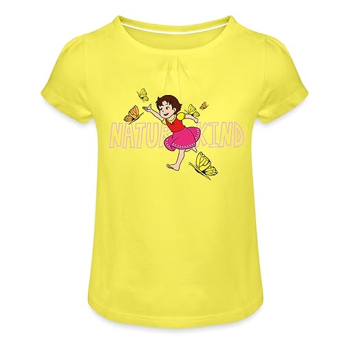 Spreadshirt Heidi Naturkind Schmetterlinge Mädchen T-Shirt mit Raffungen, 2 Jahre, Gelb von Spreadshirt