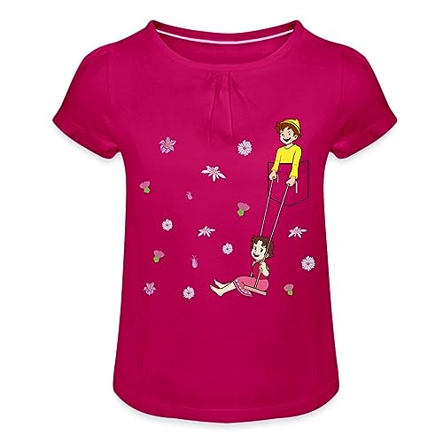 Spreadshirt Heidi Schaukelt Mit Peter Brusttasche Mädchen T-Shirt mit Raffungen, 12 Jahre, Fuchsia von Spreadshirt