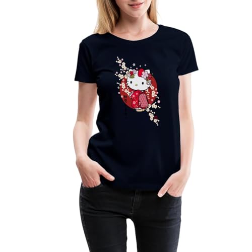 Spreadshirt Hello Kitty Japan Kimono Kirschblüten Frauen Premium T-Shirt, M, Navy von Spreadshirt