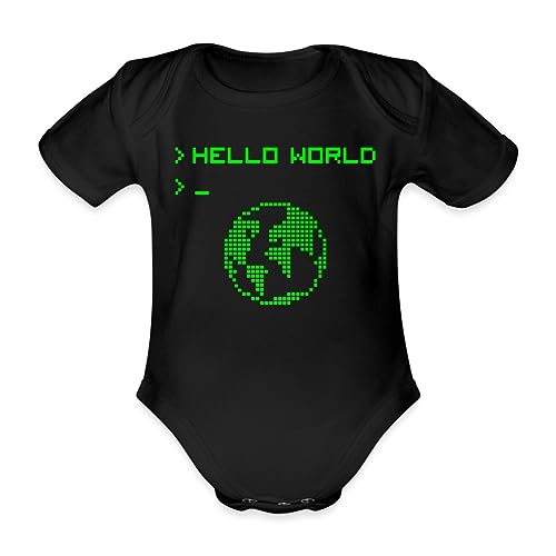 Spreadshirt Hello World Baby Bio-Kurzarm-Body, 56 (0-1 M.), Schwarz von Spreadshirt