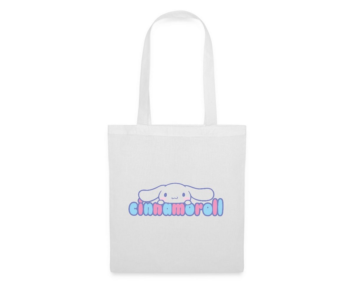 Spreadshirt Henkeltasche Cinnamoroll Guckt Über Schriftzug Stoffbeutel (1-tlg) von Spreadshirt