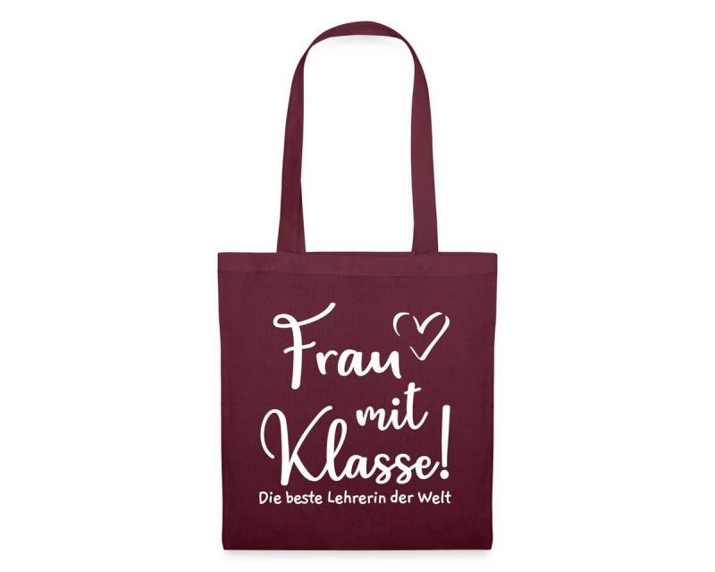 Spreadshirt Henkeltasche Frau mit Klasse Beste Lehrerin der Welt Geschenk Stoffbeutel (1-tlg) von Spreadshirt