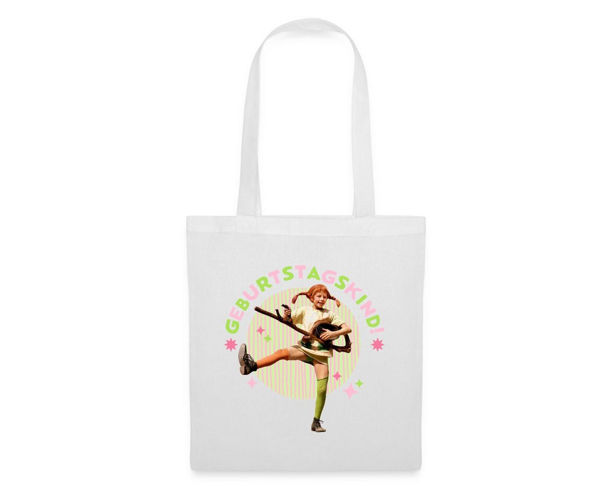 Spreadshirt Henkeltasche Pippi Langstrumpf Geburtstag Pippi Mit Gitarre Stoffbeutel (1-tlg) von Spreadshirt
