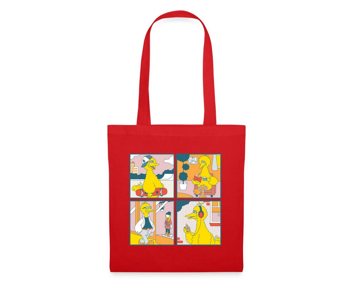 Spreadshirt Henkeltasche Sesamstraße Bibo Comic Kacheln Stoffbeutel (1-tlg) von Spreadshirt