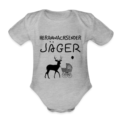 Spreadshirt Heranwachsender Jäger Nachwuchs Baby Bio-Kurzarm-Body, 74 (6-9 M.), Grau meliert von Spreadshirt