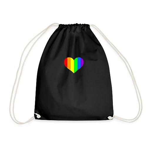 Spreadshirt Herz Regenbogen LGBTQ Pride Turnbeutel, One size, Schwarz von Spreadshirt