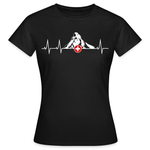 Spreadshirt Herzschlag Puls Frequenz Schweiz EKG Frauen T-Shirt, M, Schwarz von Spreadshirt