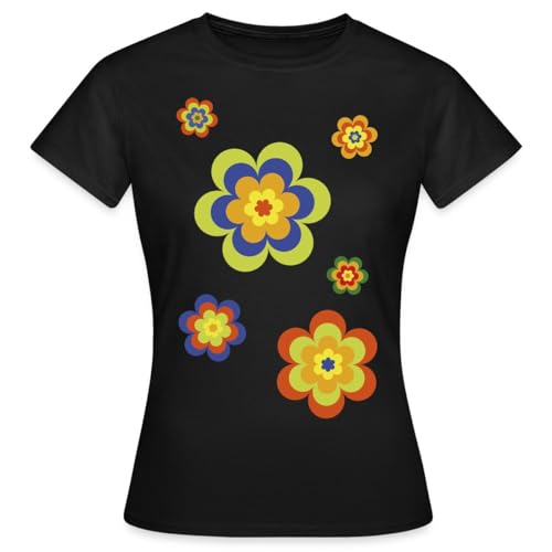 Spreadshirt Hippie Flower Power Blumen Outfit 70er Jahre Frauen T-Shirt, L, Schwarz von Spreadshirt