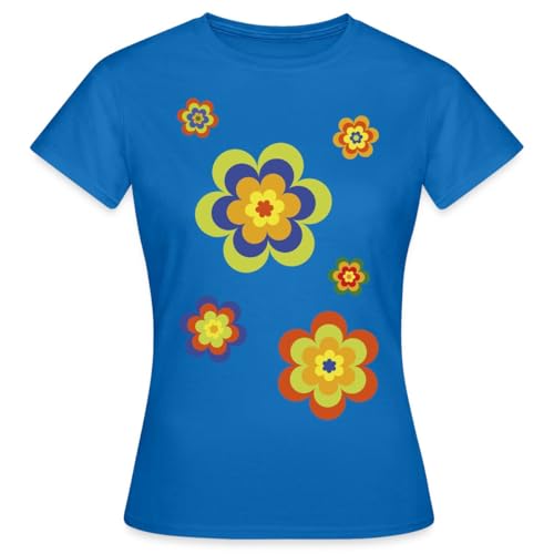 Spreadshirt Hippie Flower Power Blumen Outfit 70er Jahre Frauen T-Shirt, M, Royalblau von Spreadshirt