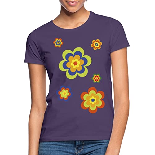 Spreadshirt Hippie Flower Power Blumen Outfit 70er Jahre Frauen T-Shirt, XXL, Dunkellila von Spreadshirt