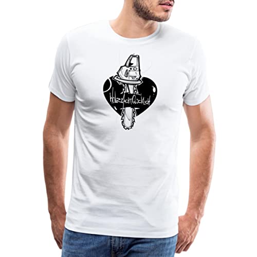 Spreadshirt Holzkunst Scholz Merch Kettensäge Herz Männer Premium T-Shirt, XL, weiß von Spreadshirt