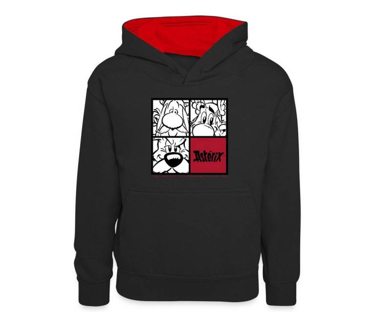 Spreadshirt Hoodie Asterix & Obelix & Idefix Porträt Kinder Kontrast-Hoodie (1-tlg) von Spreadshirt