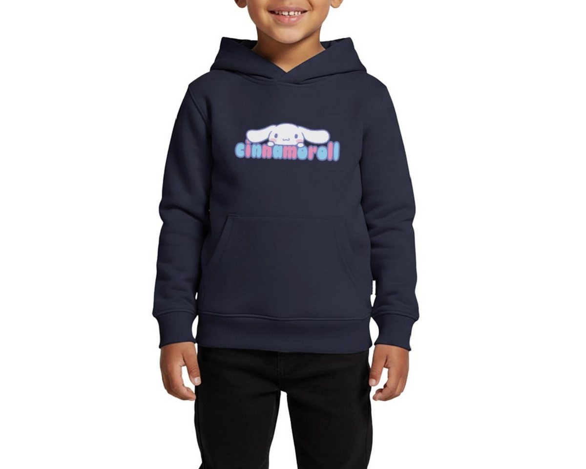 Spreadshirt Hoodie Cinnamoroll Guckt Über Schriftzug REGULAR FIT Kinder/Teenager Premium (1-tlg) von Spreadshirt