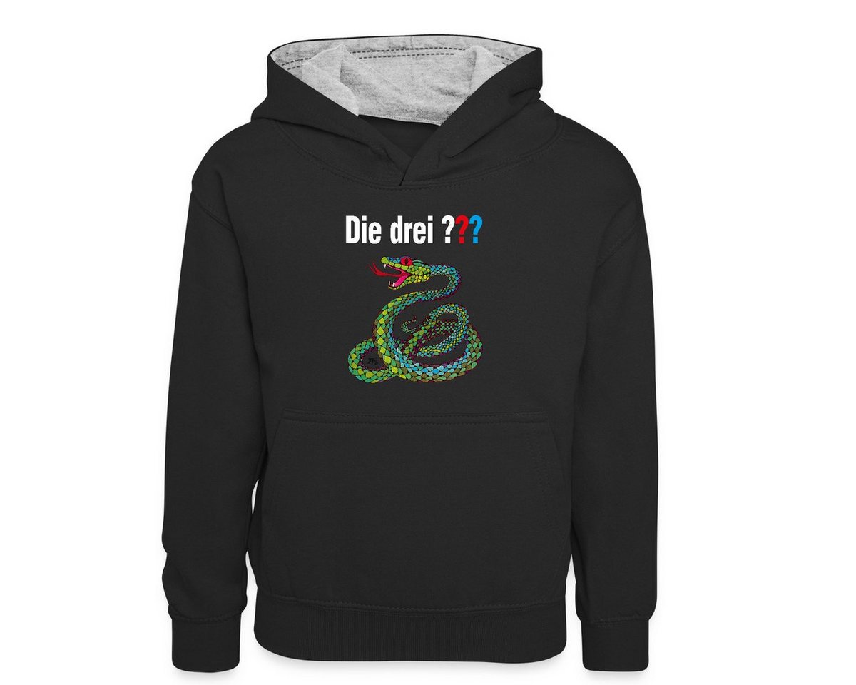 Spreadshirt Hoodie Die Drei Fragezeichen und die singende Schlange Kinder Kontrast-Hoodie (1-tlg) von Spreadshirt