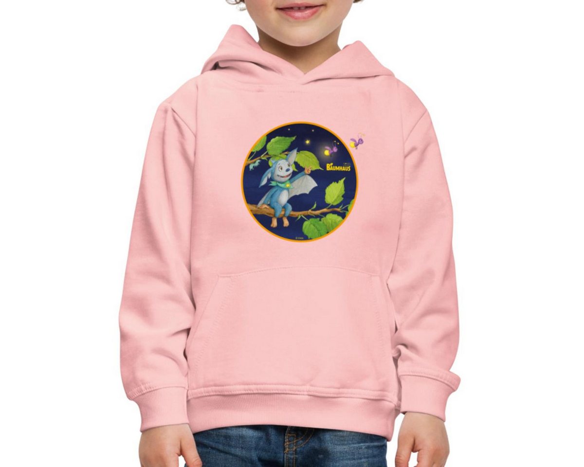 Spreadshirt Hoodie KiKA-Baumhaus mit Fidi Sitzt auf Ast Kinder Premium Hoodie (1-tlg) von Spreadshirt