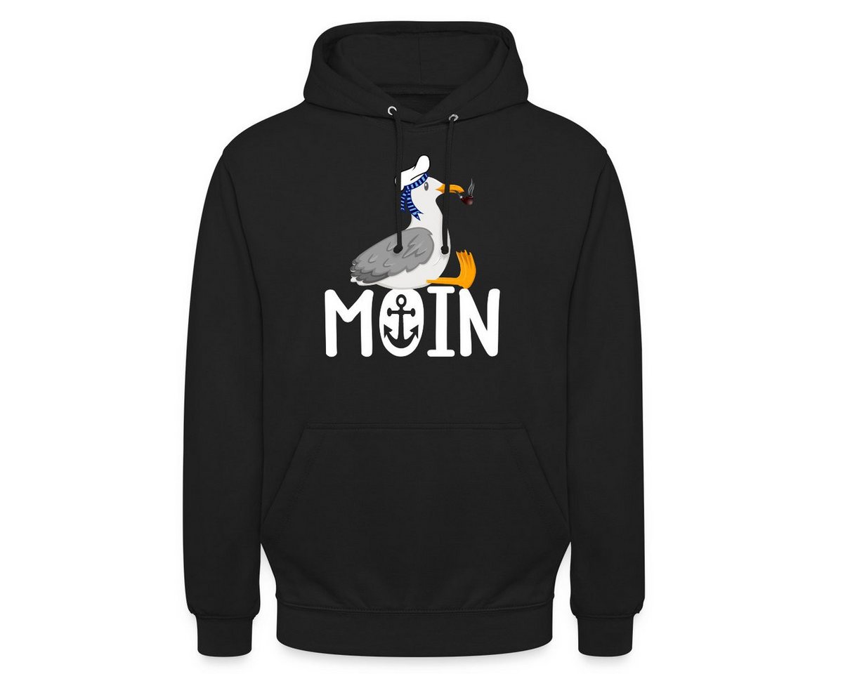 Spreadshirt Hoodie Moin Möwe mit Matrosenhut & Pfeife Norddeutsches Küstendesign Unisex H (1-tlg) von Spreadshirt